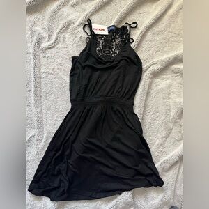 NWT mini black dress with crochet back detail size medium